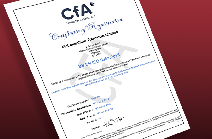 McLanachan Transport Awarded ISO Quality Management Accreditation